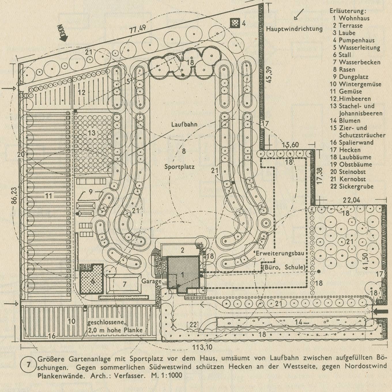 Plan Selbstversorgergarten des Neufert Hauses aus der BEL 1938